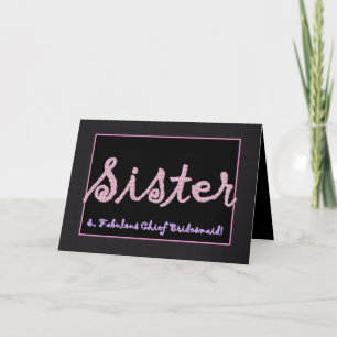 SISTER Thank You Chief Bridesmaid Plaid Lettering Card