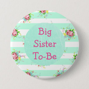Sister to Be Baby Shower Button Mint Green  Pink