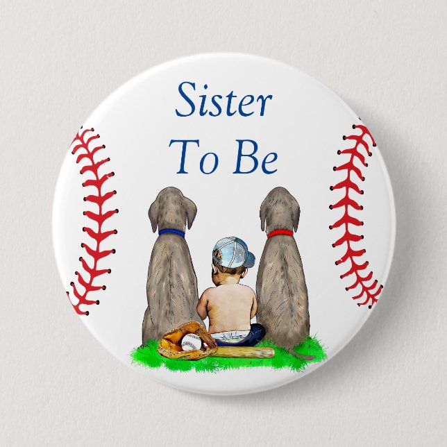 Sister to Be | Baseball Themed Boy's Baby Shower 7.5 Cm Round Badge (Front)