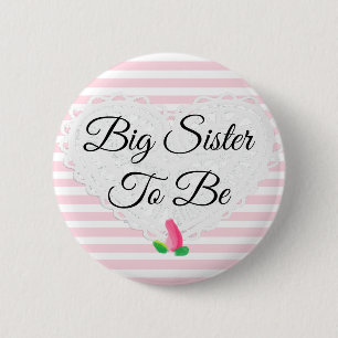 Sister to be Rosebud Pink Baby Shower Button