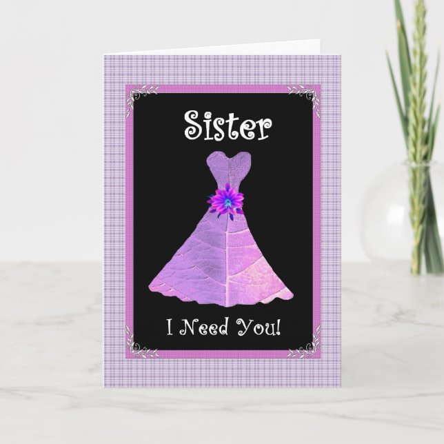 Sister Wedding Invite - Purple Gown (Front)