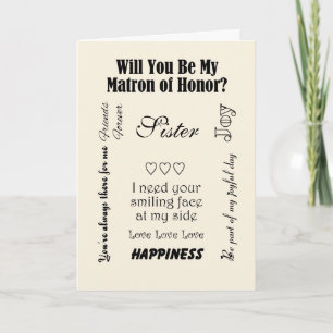 Sister, Will You Be My Matron of Honour? Ivory Invitation