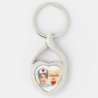 sister with heart key ring