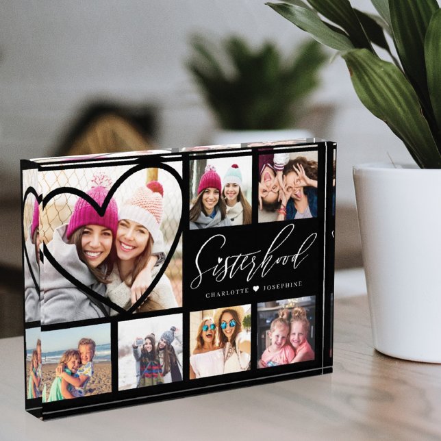 Sisterhood Script BFFs Heart 7 Photo Grid Collage Block (Creator Uploaded)