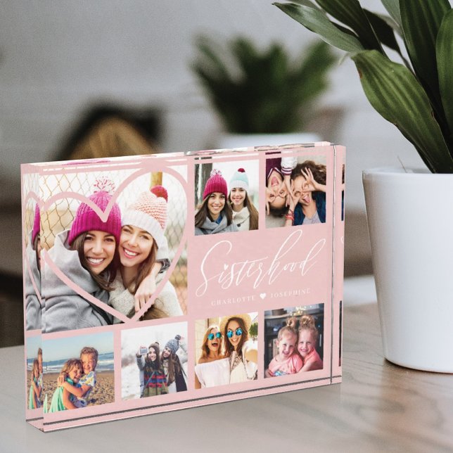 Sisterhood Script BFFs Heart 7 Photo Grid Collage Block (Creator Uploaded)