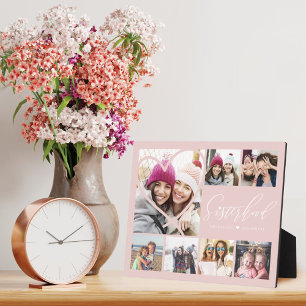 Sisterhood Script BFFs Heart 7 Photo Grid Collage Plaque