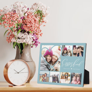 Sisterhood Script BFFs Heart 7 Photo Grid Collage Plaque