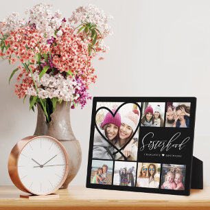 Sisterhood Script BFFs Heart 7 Photo Grid Collage  Plaque