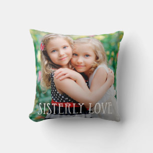 Sisterly Love Custom Photo Throw Pillow