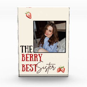 Sisterly Love Red Strawberry Photo Frame Block