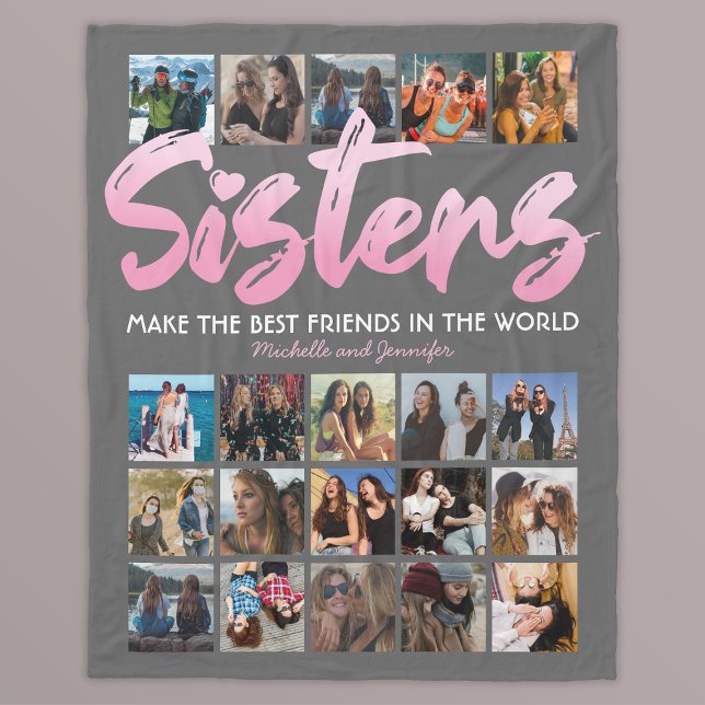 Sisters 20 Photo Collage Fleece Blanket (Creator Uploaded)