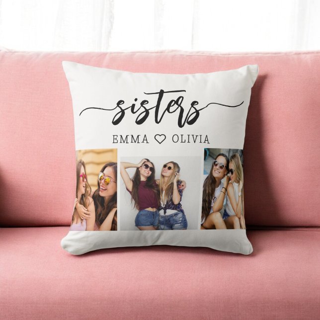 Sisters 3 Photo Collage Keepsake Gift Cushion (Creator Uploaded)