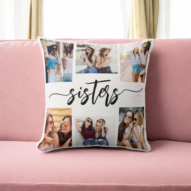 Sisters 6 Photo Collage Keepsake Gift Cushion (Creator Uploaded)