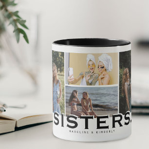 SISTERS 8 Photo Collage Modern Gift  Mug