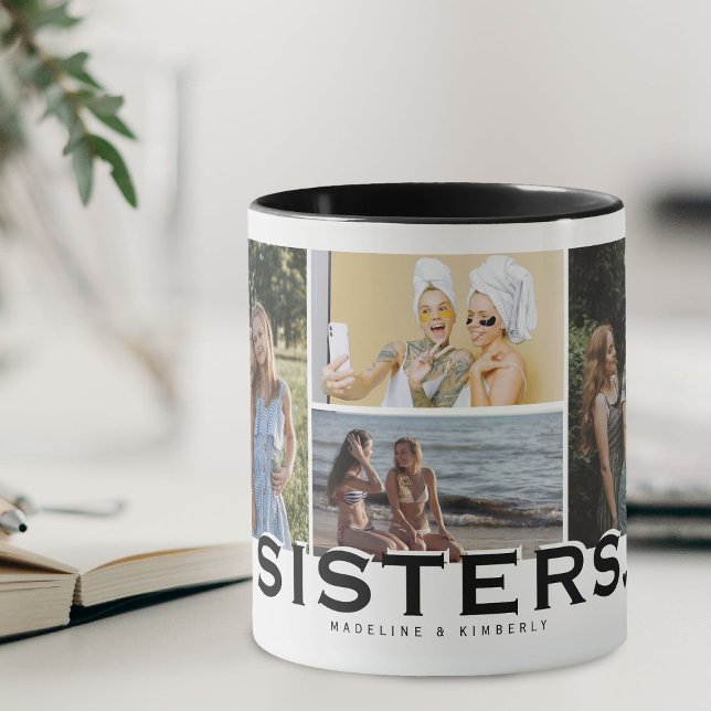 SISTERS 8 Photo Collage Modern Gift  Mug (Creator Uploaded)