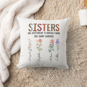 Sisters Are Different Flower – Custom Names Cushion