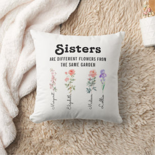 Sisters Are Different Flower – Custom Names Cushion