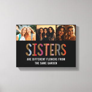 Sisters Are Different Flowers Custom Photo & Names Canvas Print