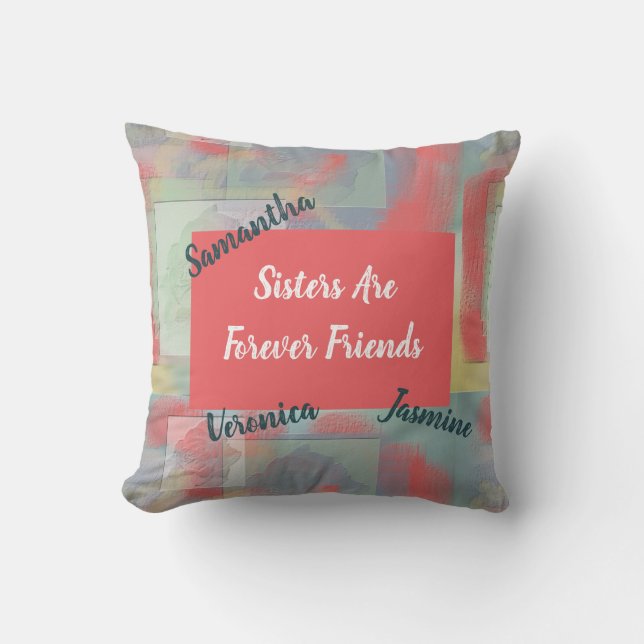 Sisters Are Forever Friends Pastel Floral Sibling Cushion (Front)