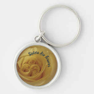 Sisters are Forever Yellow Rose Photo Flower Key Ring
