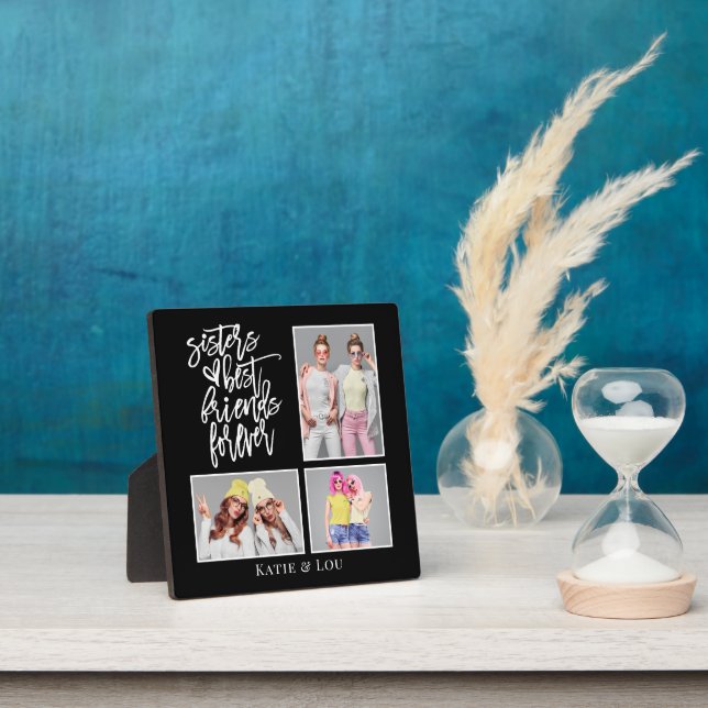Sisters Best Friends Forever script 3 Photo Black Plaque (Insitu)