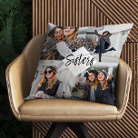 Sisters BFF | Best Friends Forever Photo Collage Cushion<br><div class="desc">A special and memorable photo collage gift for sisters. The design features a four-photo grid collage layout to display four of your own special sister photos. "Sisters" is designed in a stylish white brush script modern calligraphy with "BFF" displayed in a modern typographic design. Send a memorable and special gift...</div>