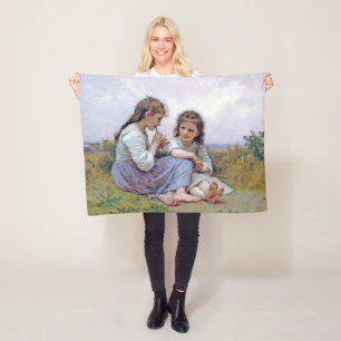 Sisters, Bouguereau Fleece Blanket