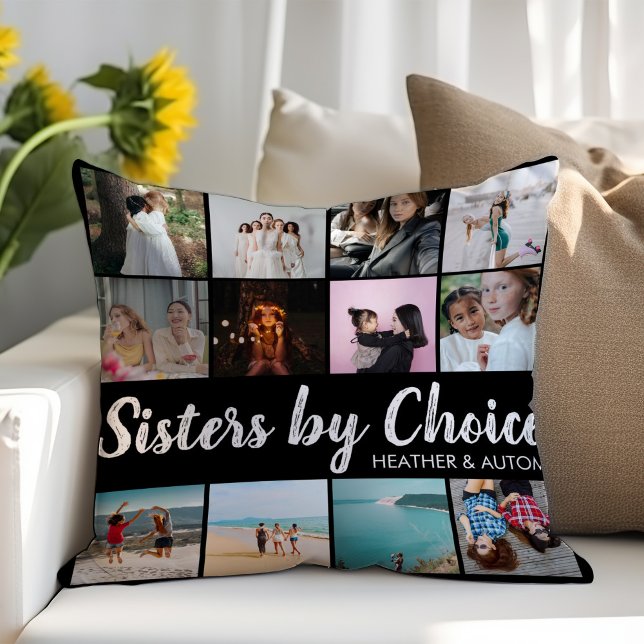 Sisters By Choice Photo Collage Personalised BFF Cushion (Creator Uploaded)