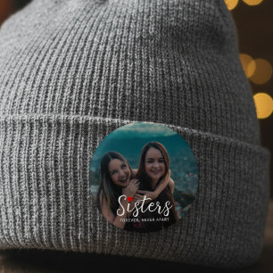 Sisters Connected At Heart Photo Keepsake White 3 Cm Round Badge
