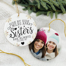Sisters Connected At Heart Photo Keepsake White