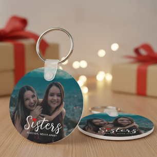 Sisters Connected At Heart Photo Keepsake White Key Ring