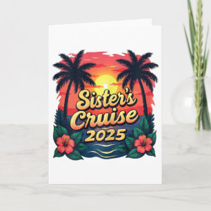 Sisters Cruise Vacation Vintage Sunset Sister's Cr Card
