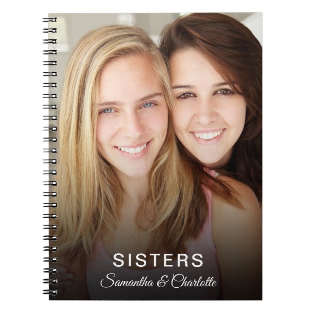 sisters custom photo personalised name notebook (Front)
