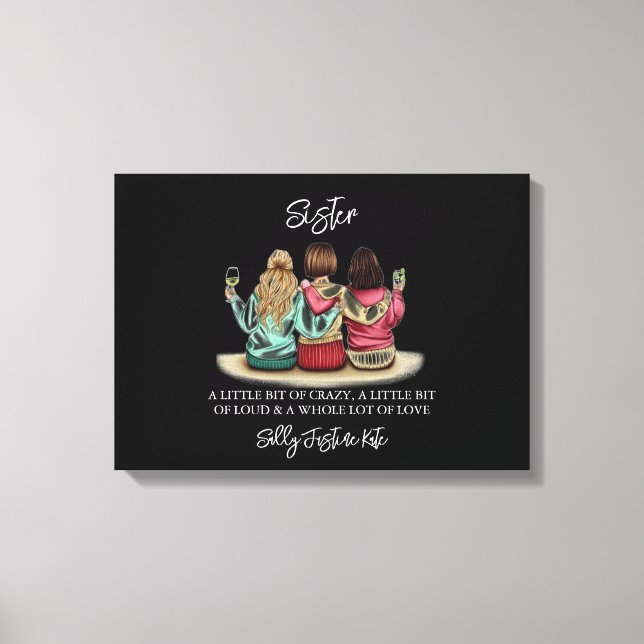 Sisters Day Custom Names Plaque – Personalised Gif Canvas Print (Front)
