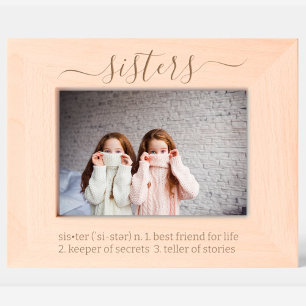 Sisters Dictionary Definition Engraved Wood Photo  Etched Frames