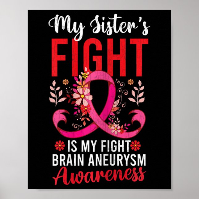 Sister's Fight Is My Fight Brain Aneurysm Awarenes Poster (Front)