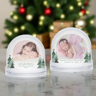 Sisters First Christmas Rustic Trees 2 Photos Snowglobe