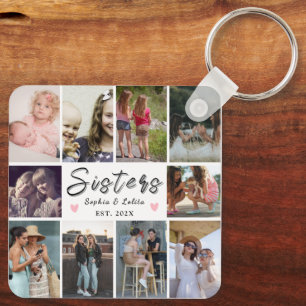 Sisters Forever – 10 Photo Custom Collage Keychain