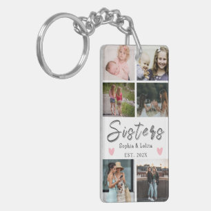 Sisters Forever – 6 Photo Collage Keychain Gift