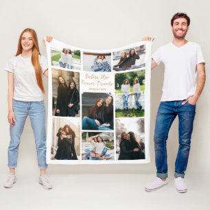 Sisters Forever Friends Photo Collage Custom Quote Fleece Blanket