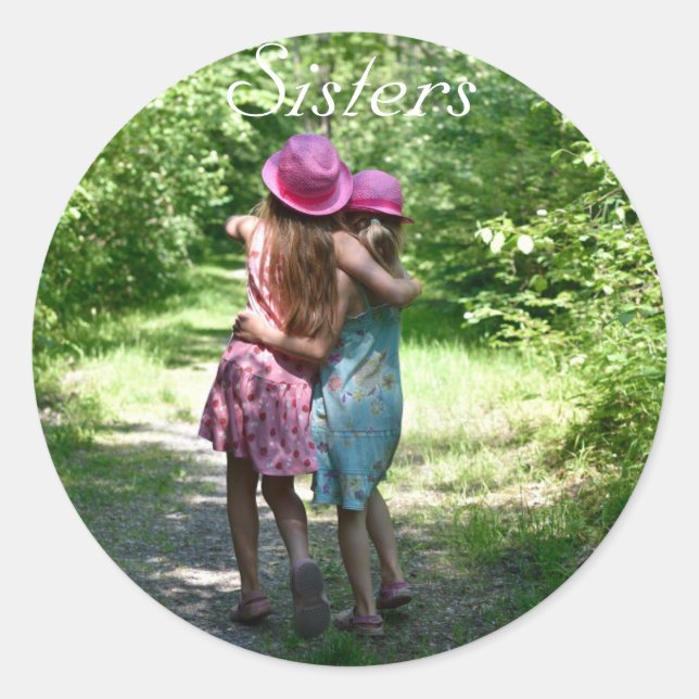Sisters Friendship in the Rustic Spring Country Classic Round Sticker (Front)
