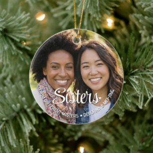 SISTERS FROM DIFFERENT MISTERS Name Photo Besties Ceramic Tree Decoration