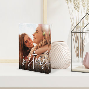 Sisters Handwritten Script Overlay Photo Block