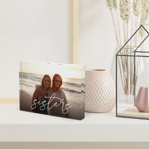 Sisters Handwritten Script Overlay Photo Block