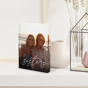 Sisters Handwritten Script Overlay Photo Block