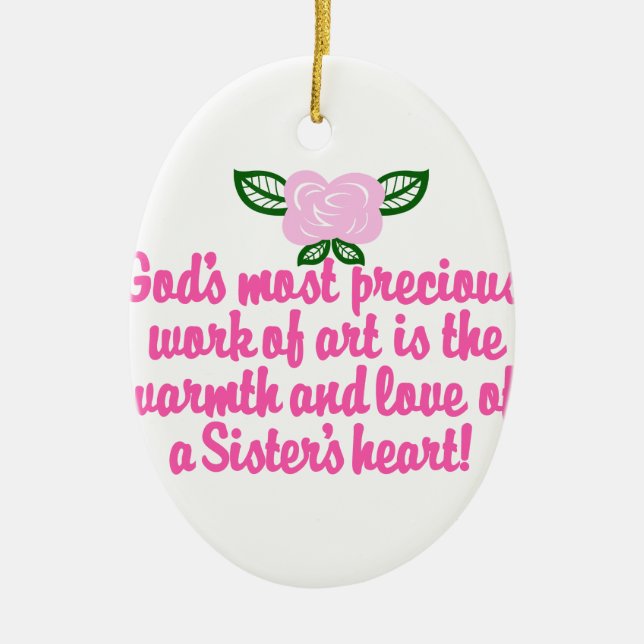 Sisters Heart Ceramic Tree Decoration (Front)