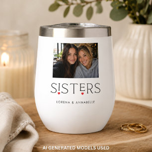 Sisters Heart Typography White Photo