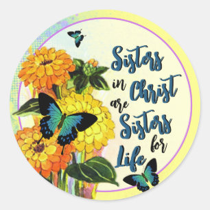 Sisters In Christ  Classic Round Sticker