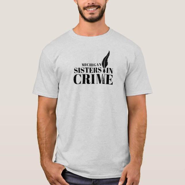 Sisters in Crime Grey T-Shirt (Front)