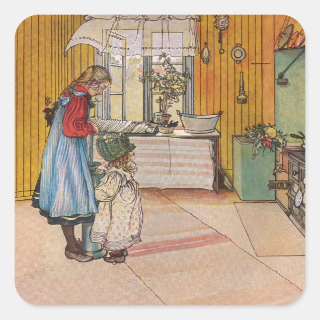 Sisters - Koket av Carl Larsson Square Sticker (Front)